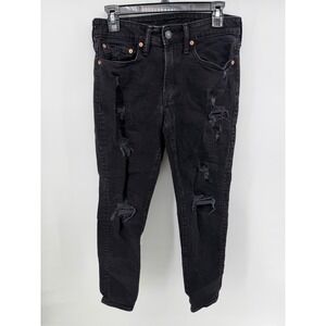 American Eagle Airflex+ Skinny Distressed Black Jeans Mens 28x28‎ Ripped Denim